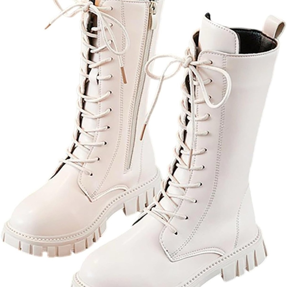 White Lace-Up girls Boots - size 1 - New in box!